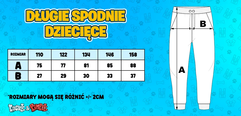 Tabela rozmiarów: Spodnie Luczek