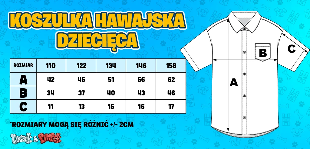 Tabela rozmiarów: koszula